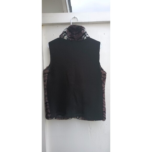 Vintage 90s Questions Faux Fur Womens Med Vest Full Zip Tiger Print Mob Wife Y2k - Picture 2 of 7